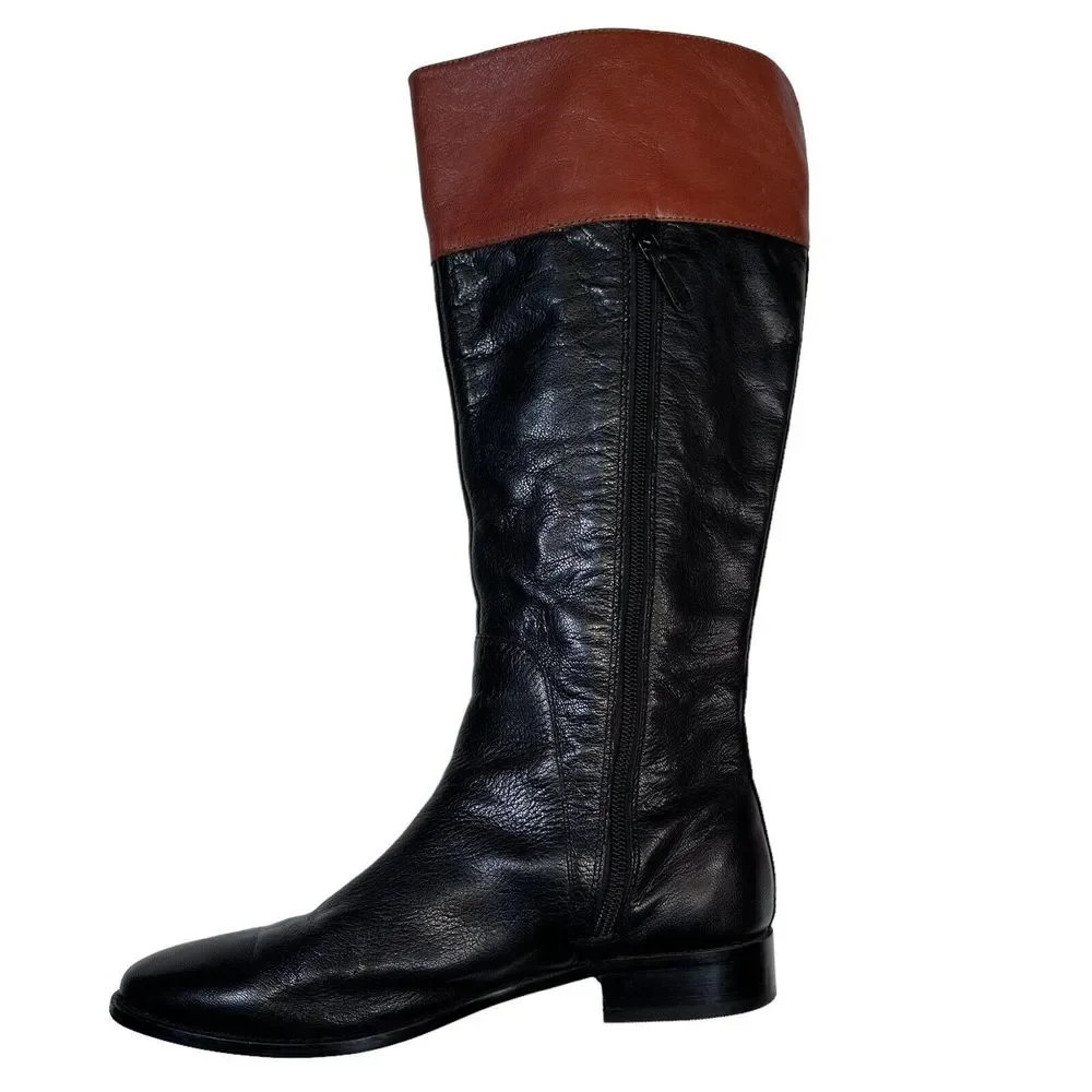 COLE HAAN Womens Knee High Fashion‎ Boots Black Brown Leather Riding Size 6.5M